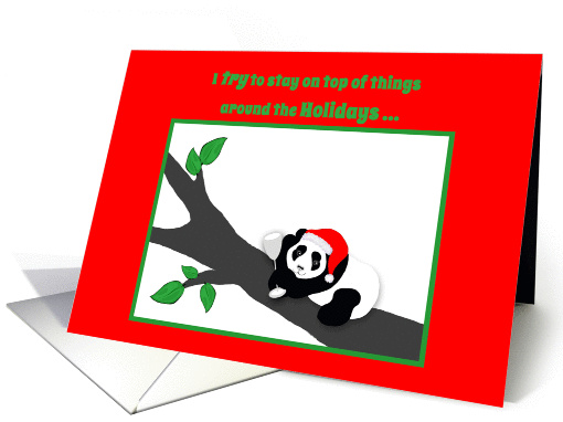 Christmas Humor Panda Bear in Santa Hat with Wine card (1336534)
