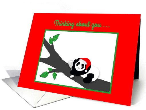 Christmas Across the Miles Panda Bear in Santa Hat with Wine card