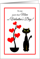 Mother Mum Valentine’s Day Cat with Red Heart Tree card