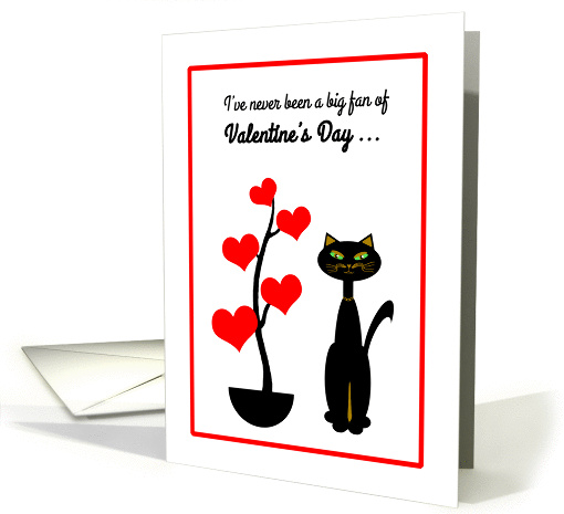 Boyfriend Valentine's Day Cat with Red Heart Tree card (1356416)