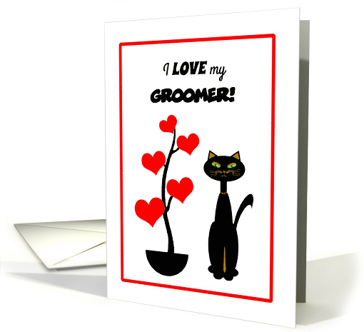 Custom Valentine's Day Cat with Red Heart Tree card (1356662)