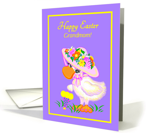 Easter Grandmother Cute Duck w Bonnet and Parasol card (1358342)