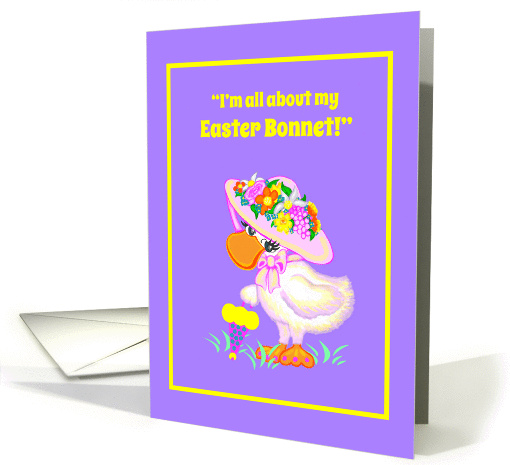 Easter Humor Cute Duck w Bonnet and Parasol card (1358522)