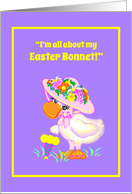 Easter Humor Cute Duck w Bonnet and Parasol card