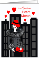 American Heart Health Woman in City with Red Hat card