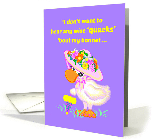Boss Easter Humor Cute Duck w Bonnet and Parasol card (1360660)
