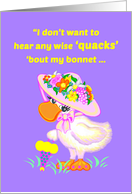 Boss Easter Humor Cute Duck w Bonnet and Parasol card