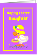 Daughter Easter Custom Relationship Cute Duck w Bonnet and Basket card