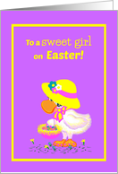 Niece Easter Cute Duck w Bonnet and Basket card