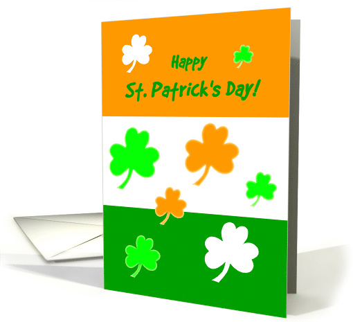 St.Patrick's Day Irish Flag and Shamrocks with Irish Blessing card