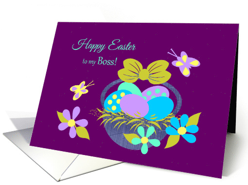 Boss Easter Basket, Colored eggs,Flowers,Butterflies card (1363706)