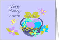 Birthday Easter Basket, Colored eggs, Flowers, Butterflies card
