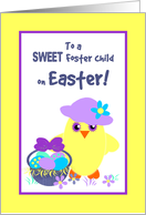 Foster Child Easter Chick, Basket, Colored Eggs, Flowers card