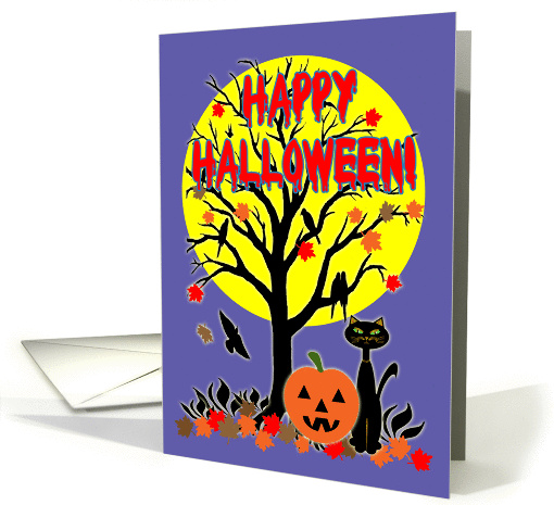 Halloween Spooky Tree w Big Yellow Moon card (1395006)