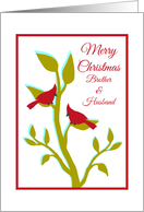Christmas for Brother and Husband Red Cardinals in Tree card