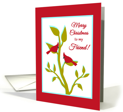 Friend Christmas Red Cardinals in Tree card (1396544)