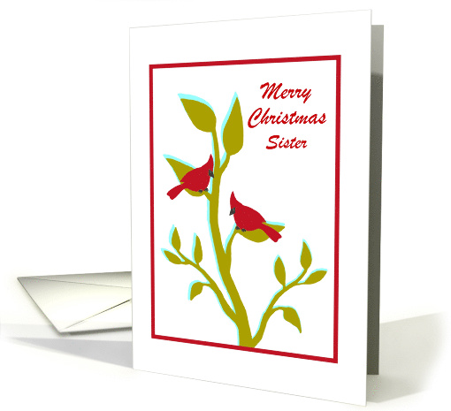 Custom Relationship Sister Christmas Red Cardinals in Tree card