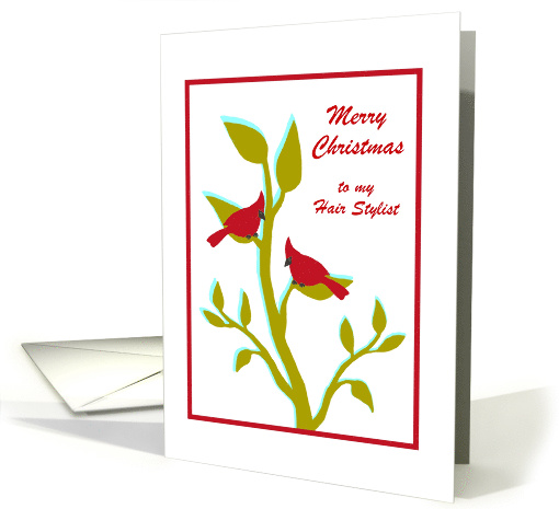 Custom Occupation Hair Stylist Christmas Red Cardinals in Tree card