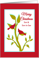 Son and Son-in-law Christmas Red Cardinals in Tree card
