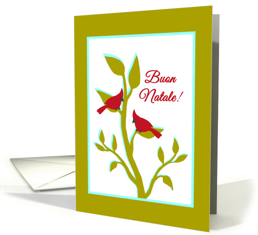 Italian Christmas Buon Natale Red Cardinals in Tree card (1396790)