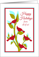 Christmas Happy Holidays from All Red Cardinals in Tree card