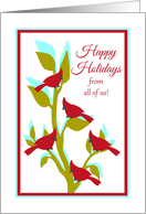 Business Christmas Happy Holidays from All Red Cardinals in Tree card