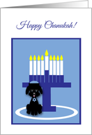 Chanukah Black Toy Poodle Dog in Yarmulke card
