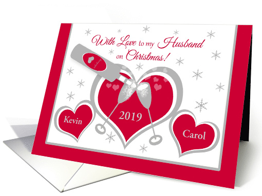 Husband Christmas Custom Name Hearts and Toasting... (1402758)