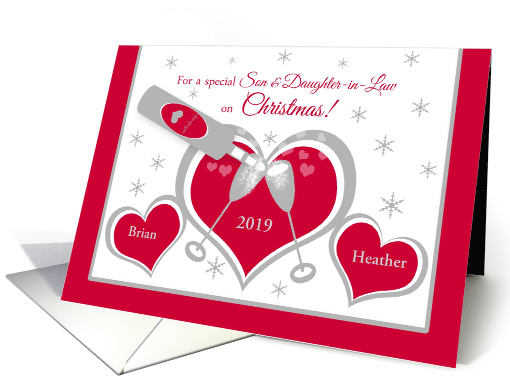 Son Wife Christmas Custom Name Hearts and Toasting... (1402762)