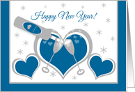 New Year’s Hearts and Toasting Champagne Glasses card