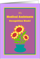 Medical Assistants Recognition Sunflowers in Blue Vase card