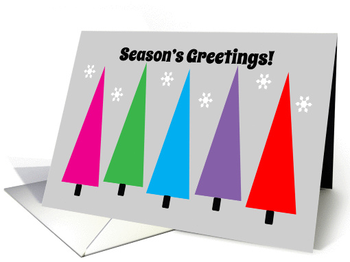 Christmas Season's Greetings Colorful Trees And Snowflakes card