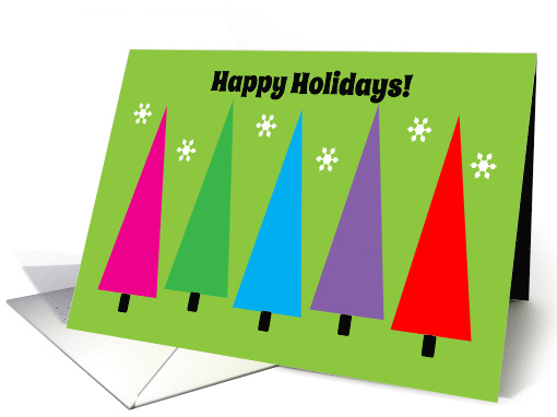 From All Christmas Happy Holidays Colorful Trees And Snowflakes card