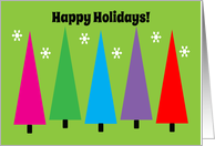 From All Christmas Happy Holidays Colorful Trees And Snowflakes card