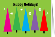 Business Christmas Happy Holidays Colorful Trees And Snowflakes card