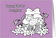 Daughter Easter Coloring Book Basket of Eggs w Flowers and Butterflies card