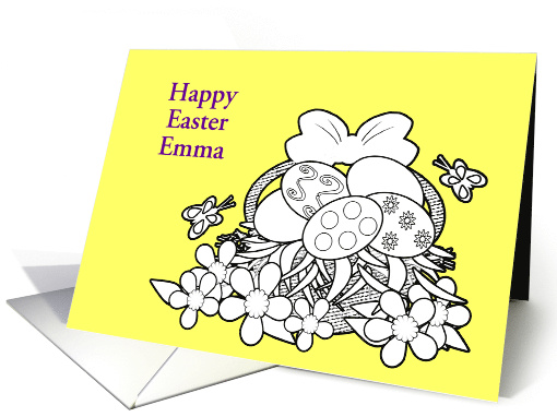 Custom Name Easter Coloring Book Basket of Eggs Flowers... (1424898)