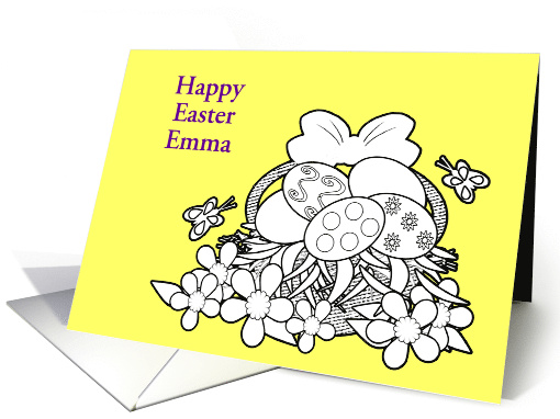 Custom Name Easter Coloring Book Basket of Eggs Flowers... (1424902)