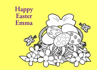 Custom Name Easter Coloring Book Basket of Eggs Flowers Butterflies