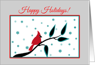 Christmas Happy Holidays Red Cardinal on Branch card