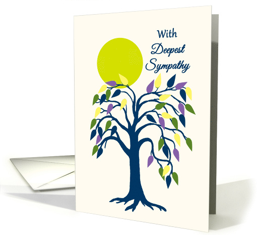 Sympathy Colorful Stylistc Tree and Big Yellow Moon card (1479886)