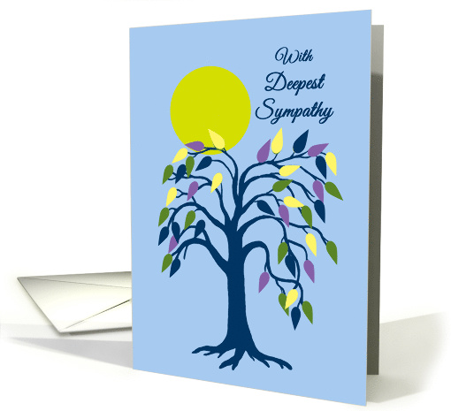 Business Sympathy Colorful Stylistc Tree and Big Yellow Moon card