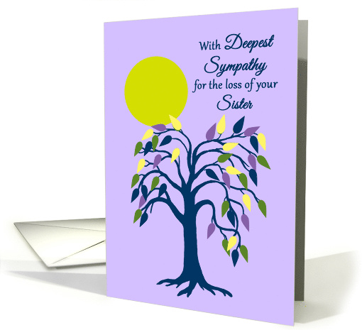 Sister Sympathy Colorful Stylistc Tree and Big Yellow Moon card