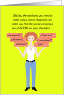 Encouragement Sister Cancer Diagnosis Woman Carrying Bricks card