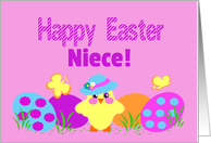 Niece Easter Cute Chick Colorful Painted Eggs card