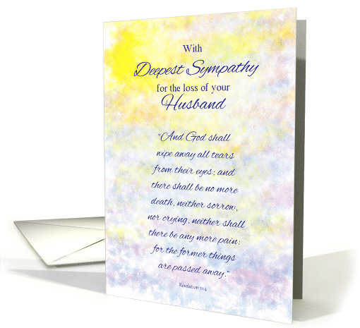 Husband Sympathy Religious Bible Quote Revelation 21:4 card (1521744)