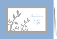 Wife Death Anniversary Remembrance Tree Branch Silhouette card