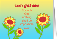Thinking of You Sunflowers and Bible Quote card