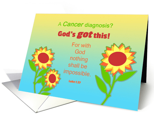Thinking of You Cancer Diagnosis Sunflowers and Bible Quote card