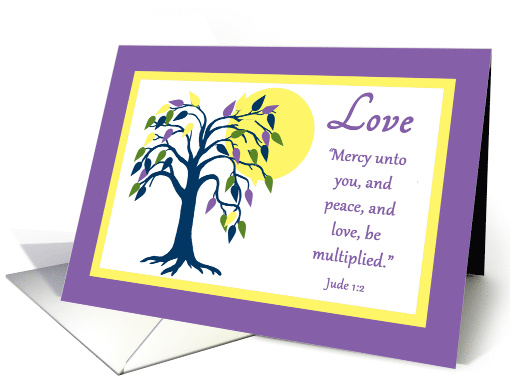 Love Colorful Tree of Life with Sun Bible Quote card (1542208)